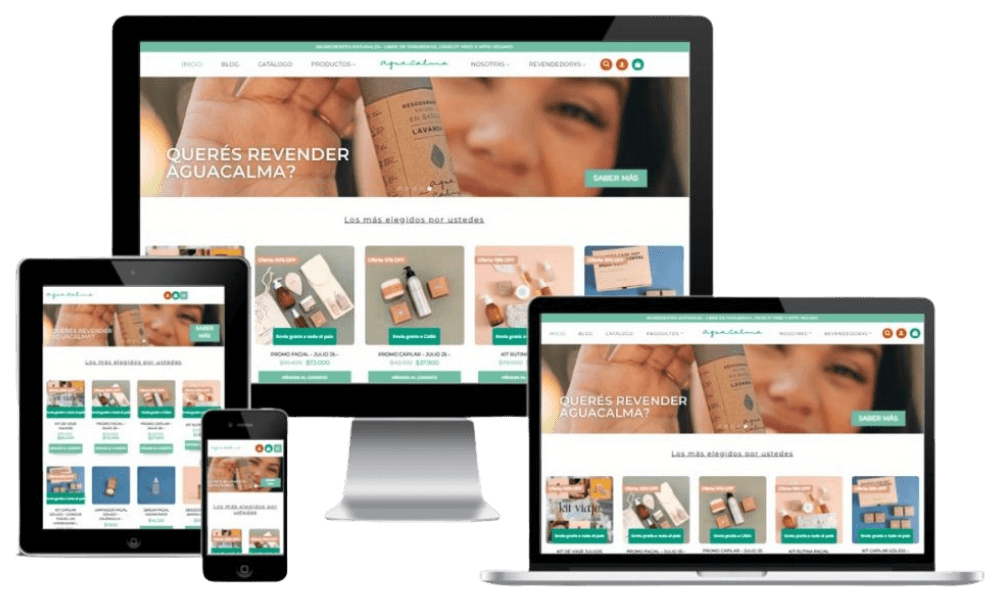 Sitio web ecommerce a medida para Aguacalma
