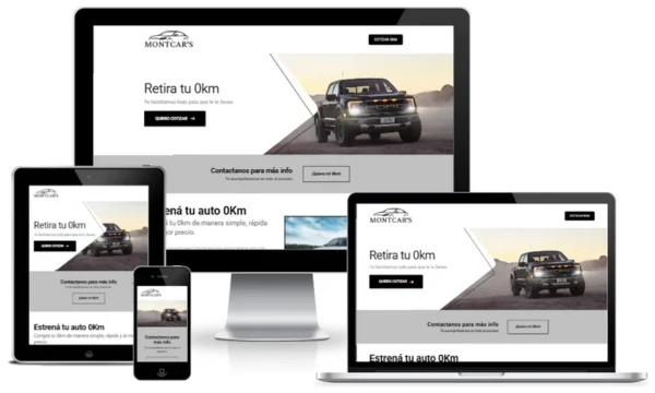 Diseño de landing page realizada para Montcars