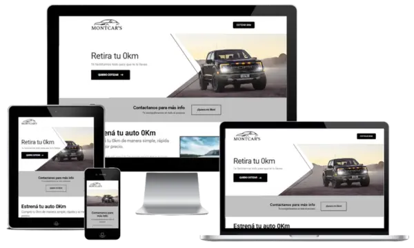 Landing page de conversión desarrollada en WordPress para Montcars