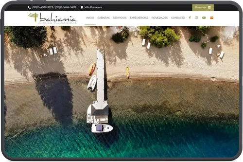 Sitio WordPress turístico para cabañas Bahía Mía en Villa Pehuenia