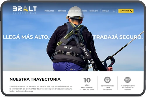Sitio WordPress industrial para BRALT seguridad en altura e izaje